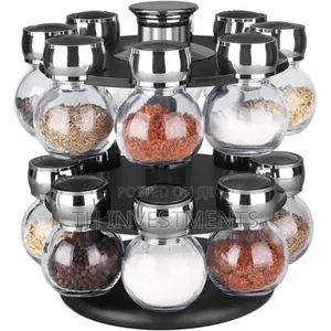 16pc Revolving Jar Kitchen Herbs Spice Rack Countertop 