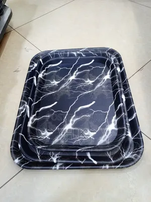 Black Rectangular Plastic Trays- 3pcs