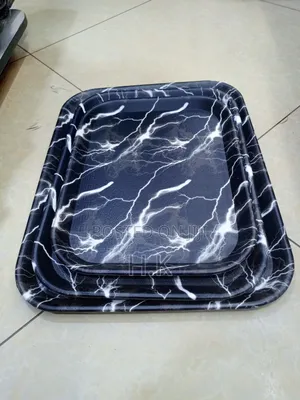 Black Rectangular Plastic Trays- 3pcs