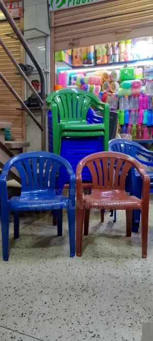 Maroon and Blue Plastic Chairs