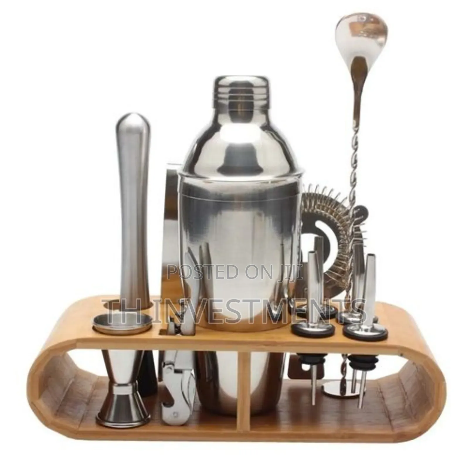 12-Piece Martini Cocktail Shaker 750ml in Stainless Bamboo