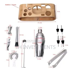 12-Piece Martini Cocktail Shaker 750ml in Stainless Bamboo