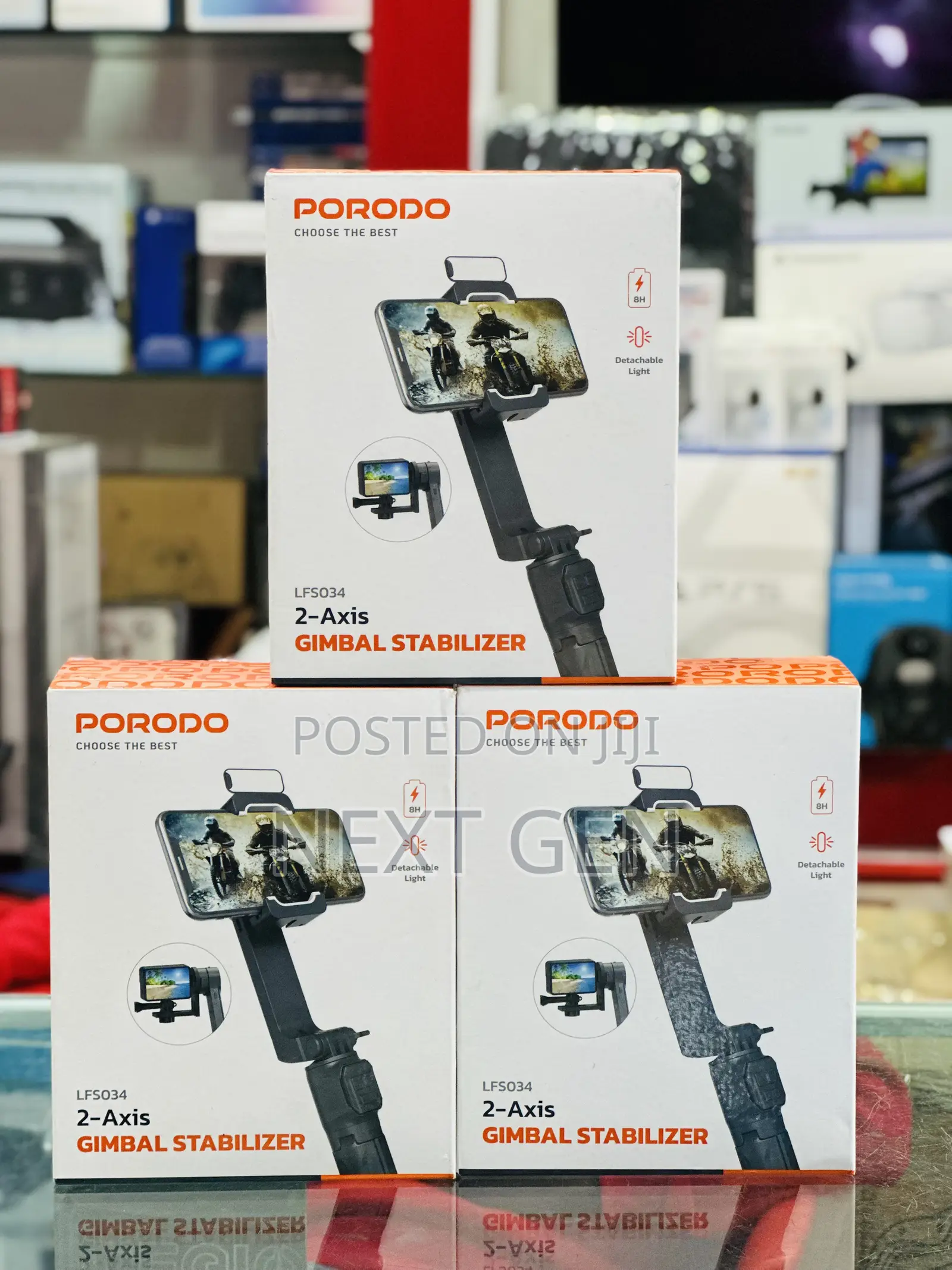 Porodo 2-Axis Gimbal Stablizer - Black