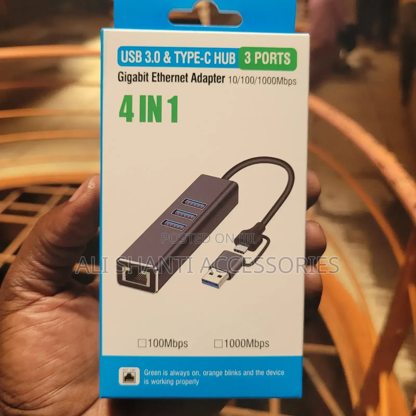 Usb 3.0 Usb-C Hub With Ethernet Adapter