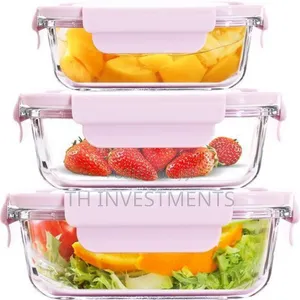3 Food Safe Microwave Oven Glass Bowls Fridge Containers