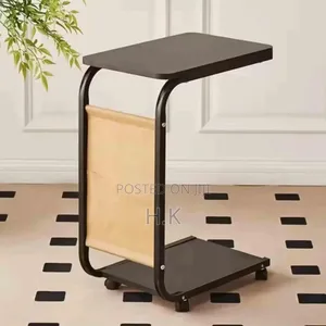 C-Shaped Side Table With Wheels