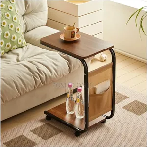 C-Shaped End Table With Wheels