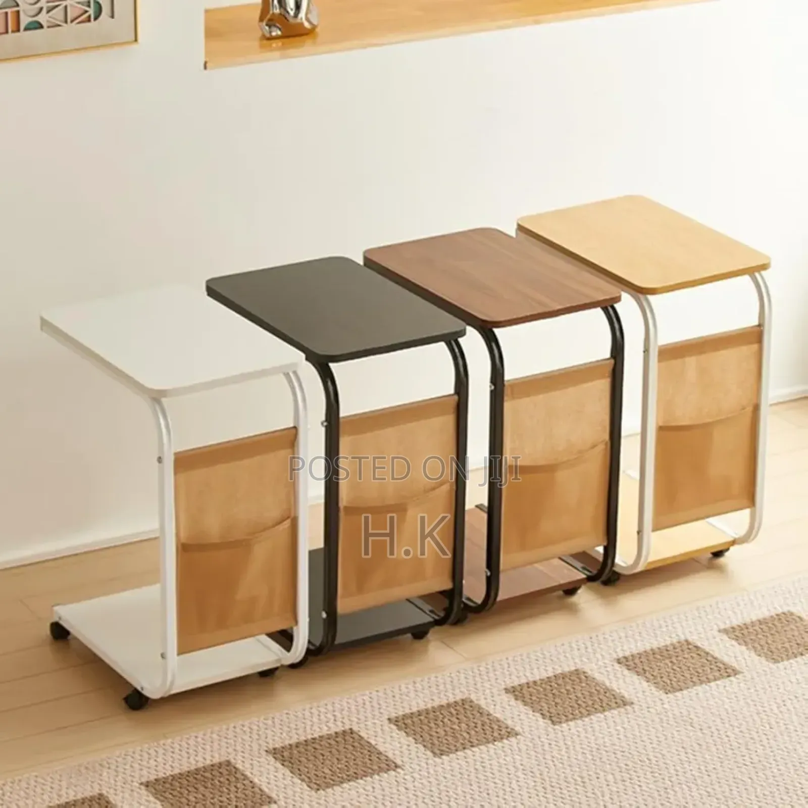 C-Shaped End Table With Wheels