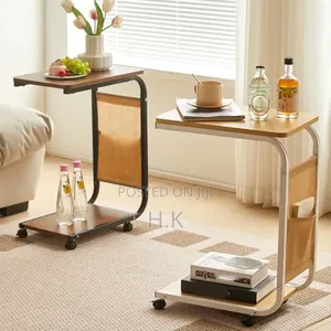 C-Shaped End Table With Wheels