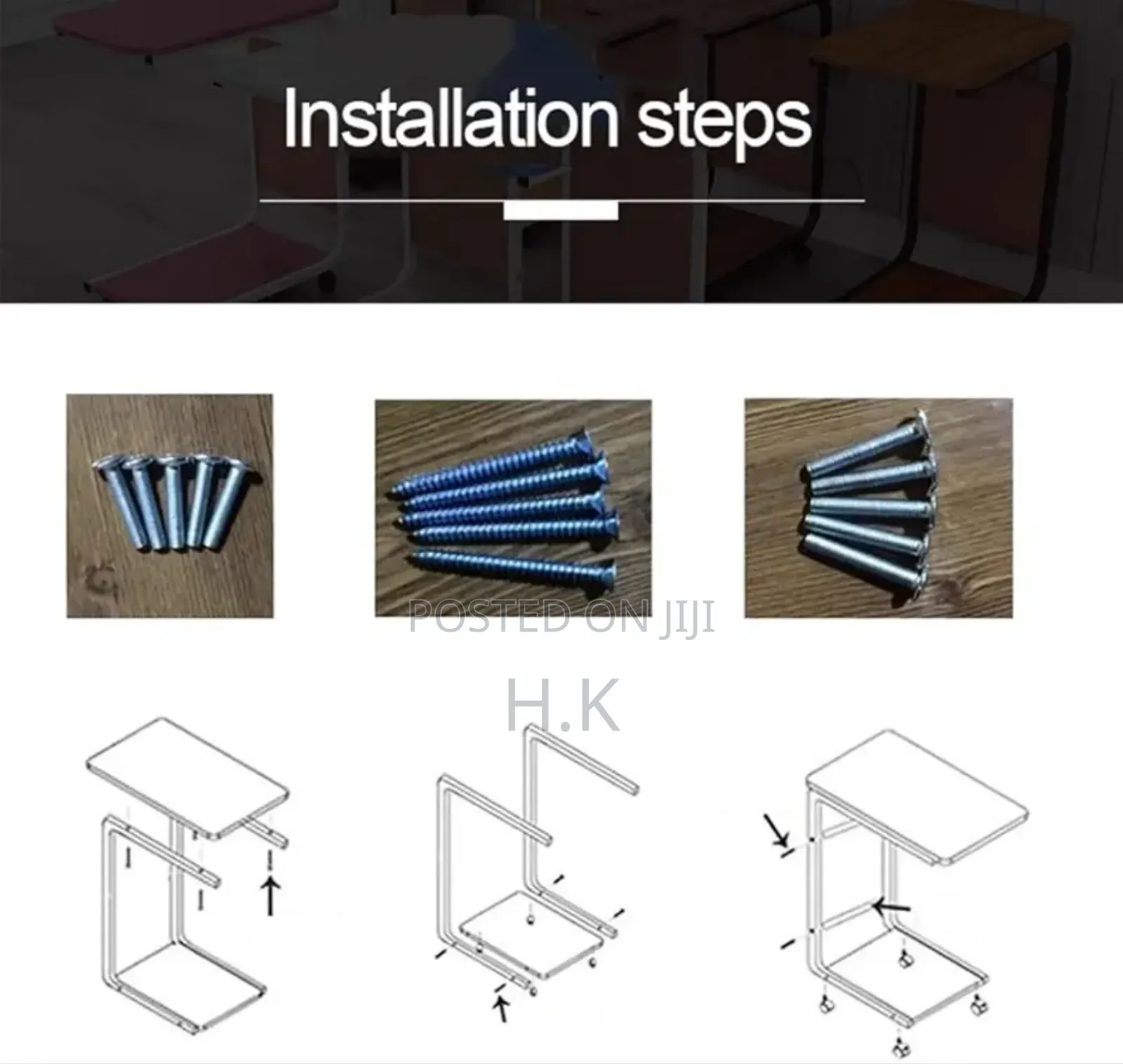 C-Shaped End Table With Wheels