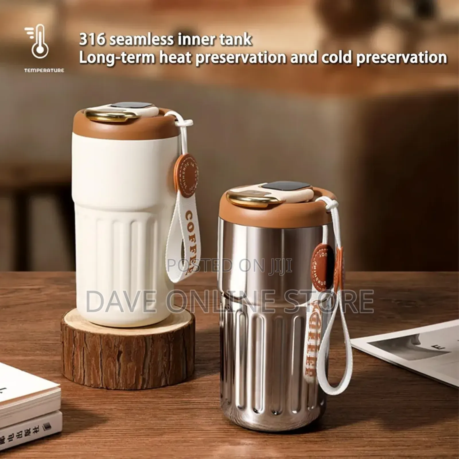 Coffee Thermos With Temperature Display, 450ml