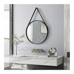 Round Hanging Mirror With Leather Strap
