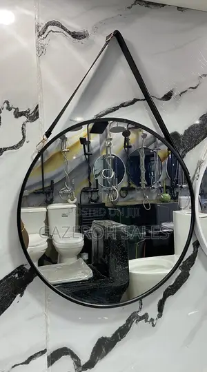 Round Hanging Mirror With Leather Strap