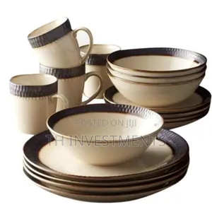 Other 24 Piece Gold Line Dinner Set, Cream 