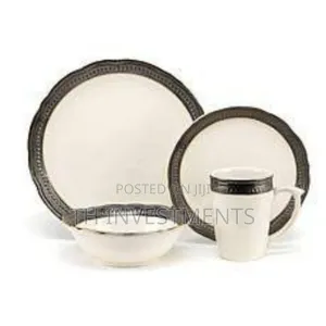 Other 24 Piece Gold Line Dinner Set, Cream 