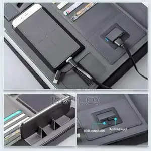 A4 Leather Document Portfoliofolder With Power Bank Gift Box