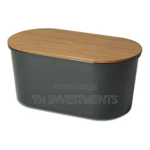 Bamboo Storage Bread Bin and Cutting Board Lid,Grey.