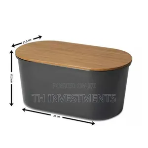 Bamboo Storage Bread Bin and Cutting Board Lid,Grey.