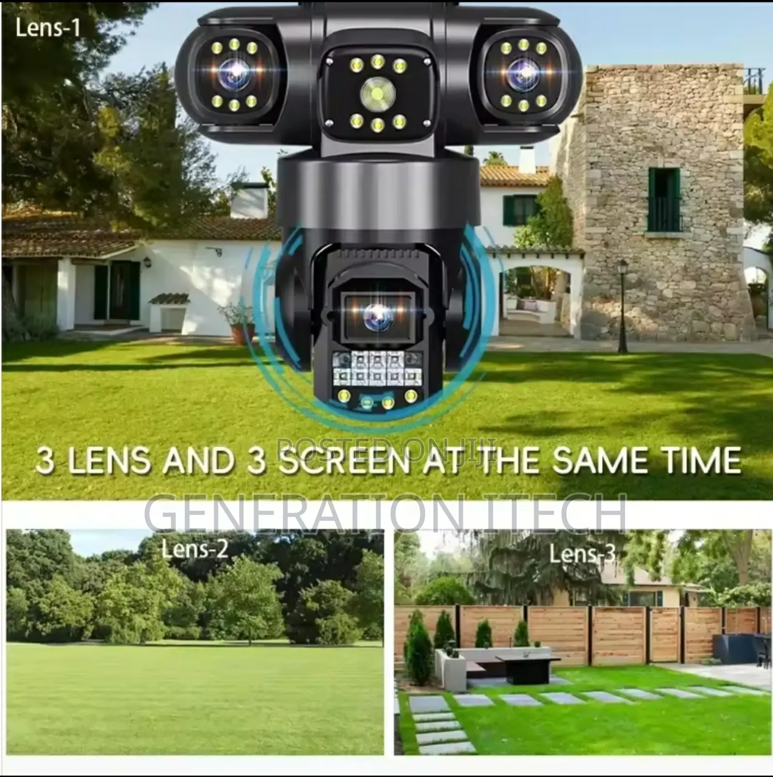 4g Wireless Camera With Three Rotating Lenses - Water Proof