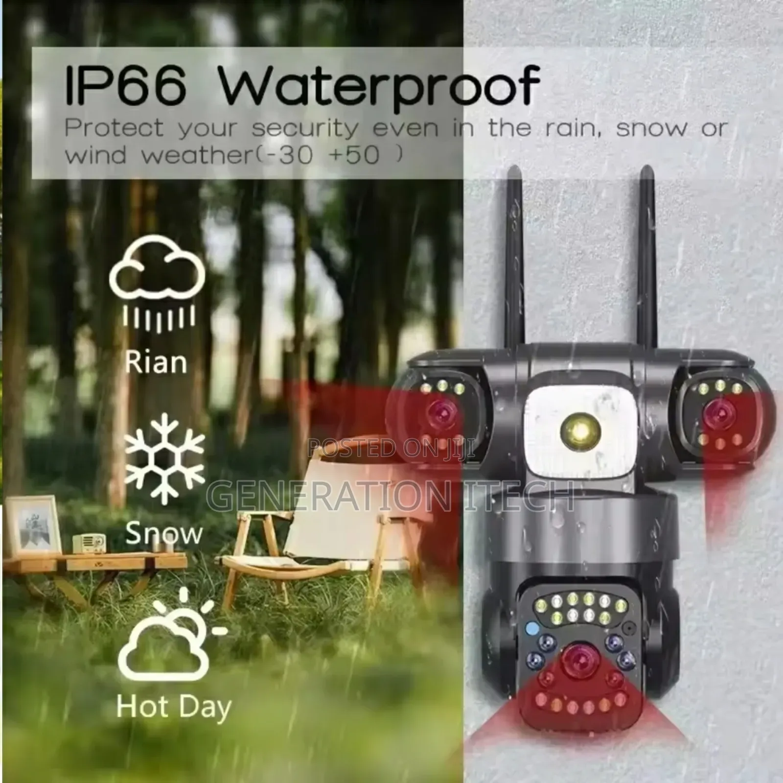 4g Wireless Camera With Three Rotating Lenses - Water Proof