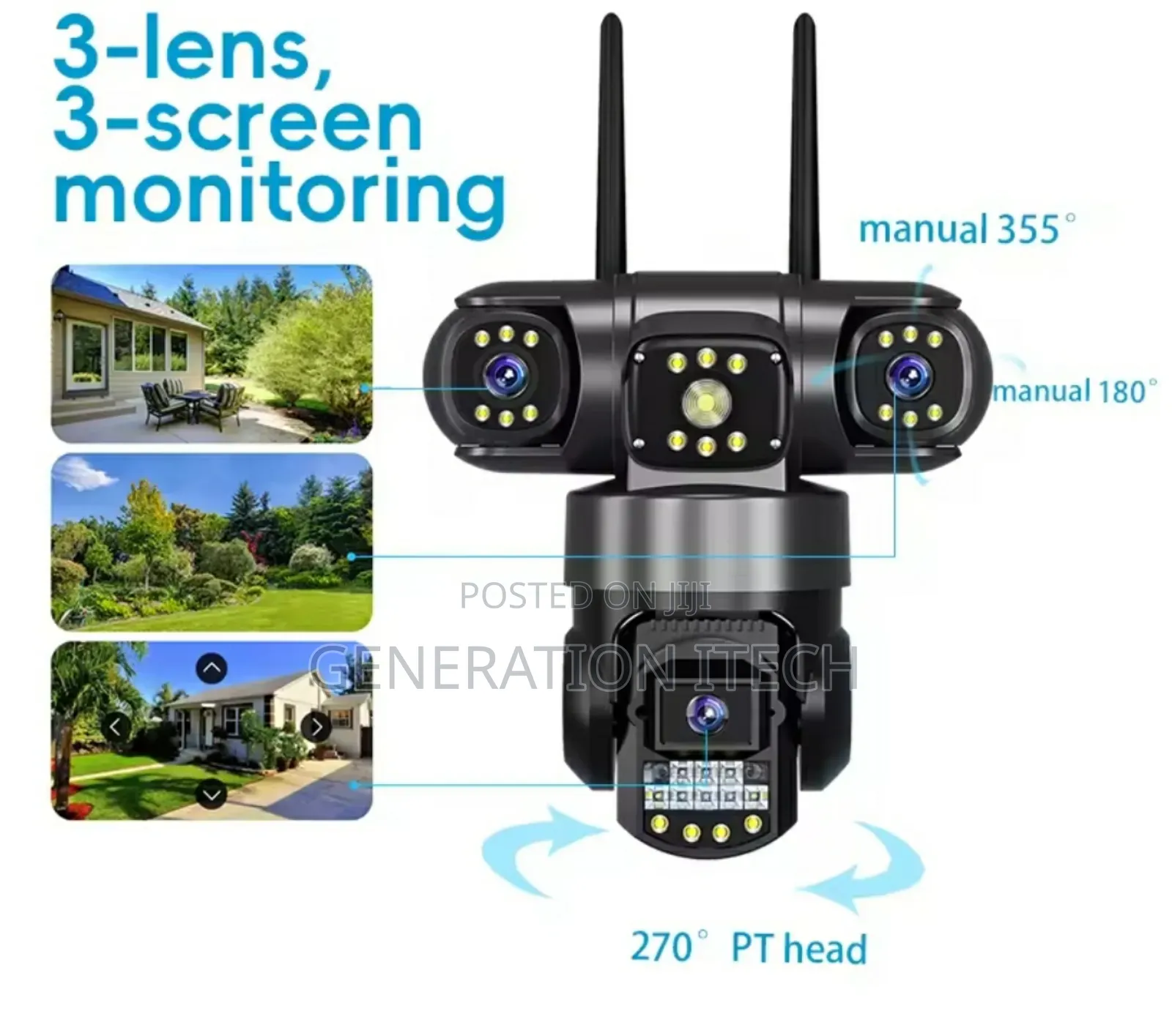V380 4g Wifi Camera With Three Lens- Motion Detection