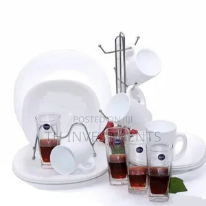Luminarc 16 Piece Plain Design Plates, Cups, Glasses, Soup