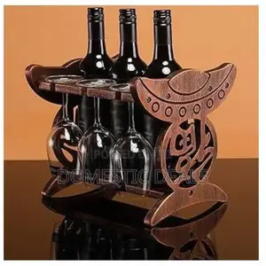 Tabletop Wooden Wine Rack Stand With Stemware Holder