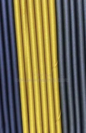 Mastered Yellow and Grey Blackout Curtains Per Fabric Meter