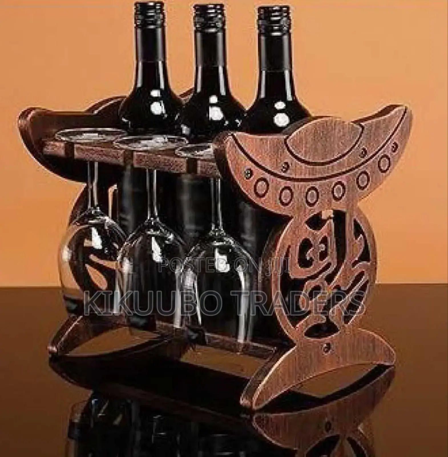 Wooden Wine Rack Stand With Stemware Holder