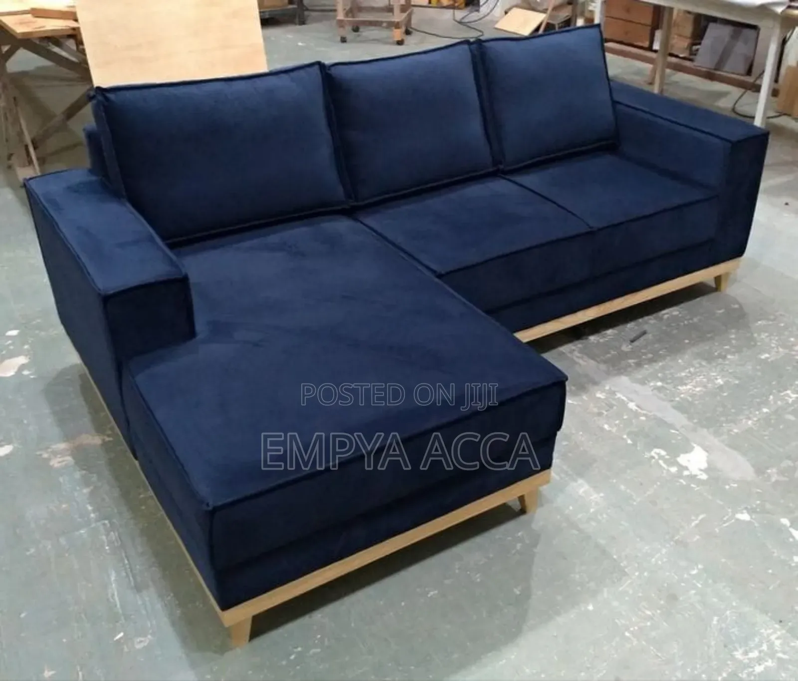 Blue Piping Sofa Set