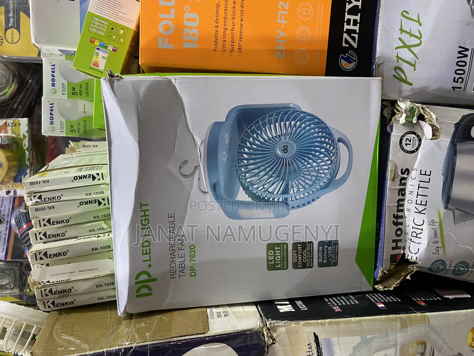 Dp Led Light Rechargeable Table Fan