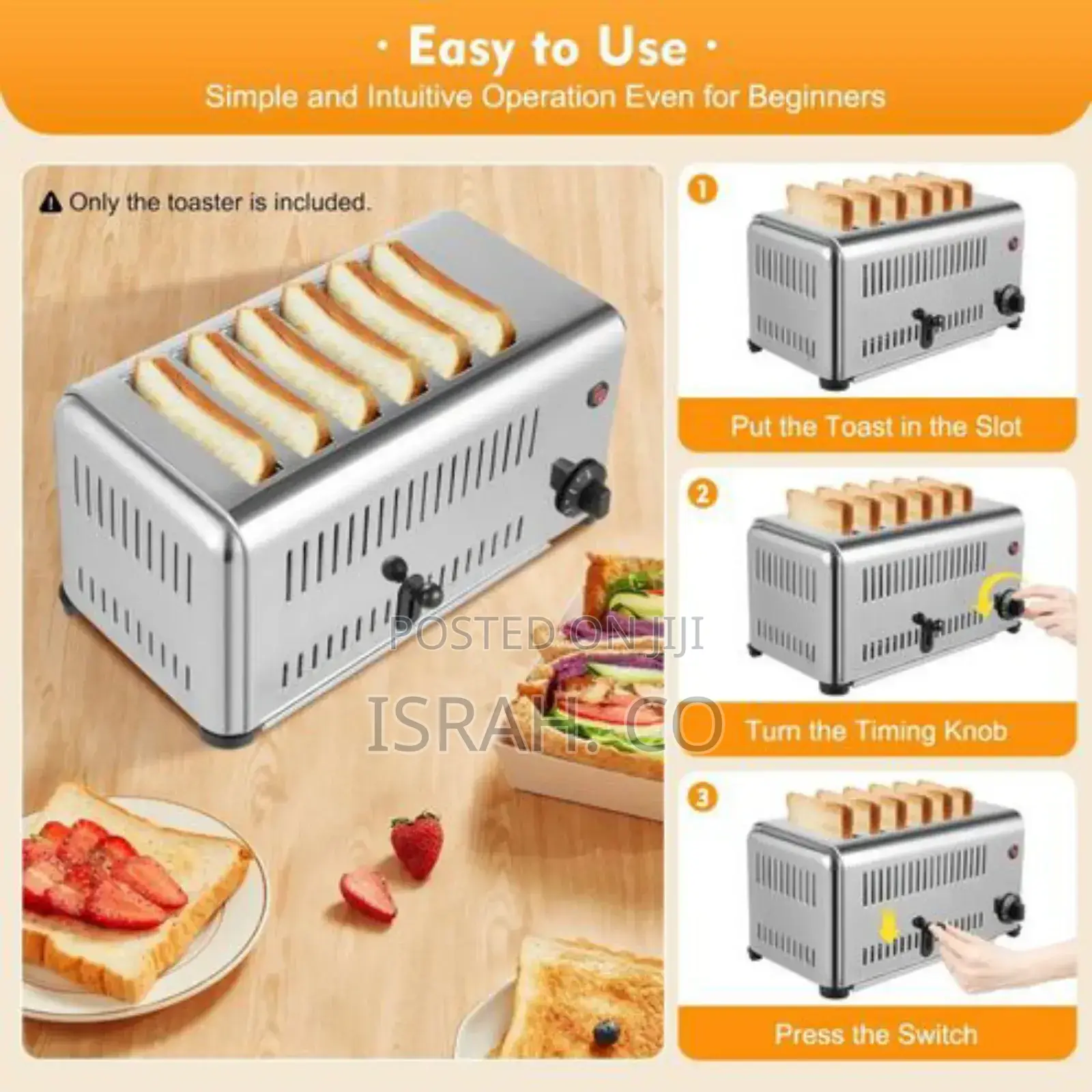 6 Slice Bread Toaster,1680w 110v Stainless Steel Commercial