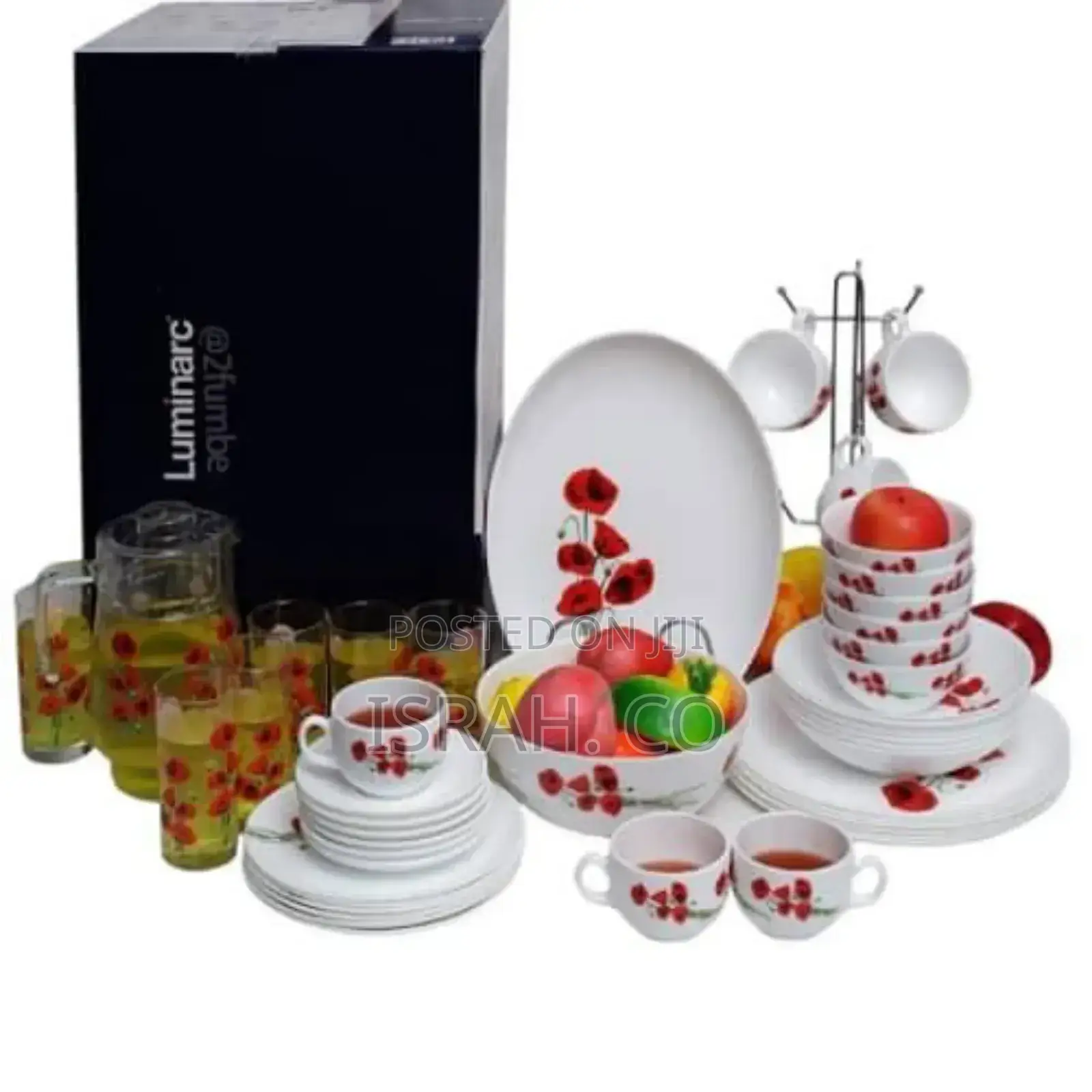 Luminarc 46 Pieces Floral Glass Opalware Dinner Set