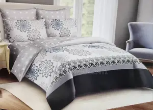 Grey, White Floral 4 Piece Duvet