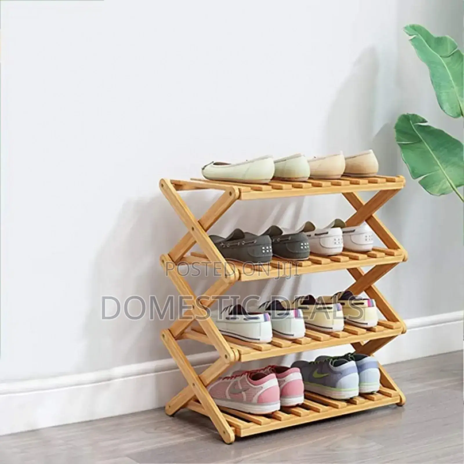 Bamboo 4 Tier Foldable Shoe Rack