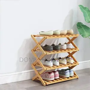 Bamboo 4 Tier Foldable Shoe Rack