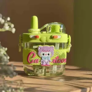 800ml Cute Use Cartoon Dual Juice Water Milk Drink Bottle