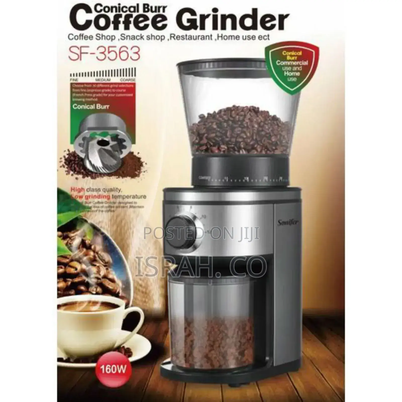 Sonifer 160w Conical Burr Commercial Coffgrinder