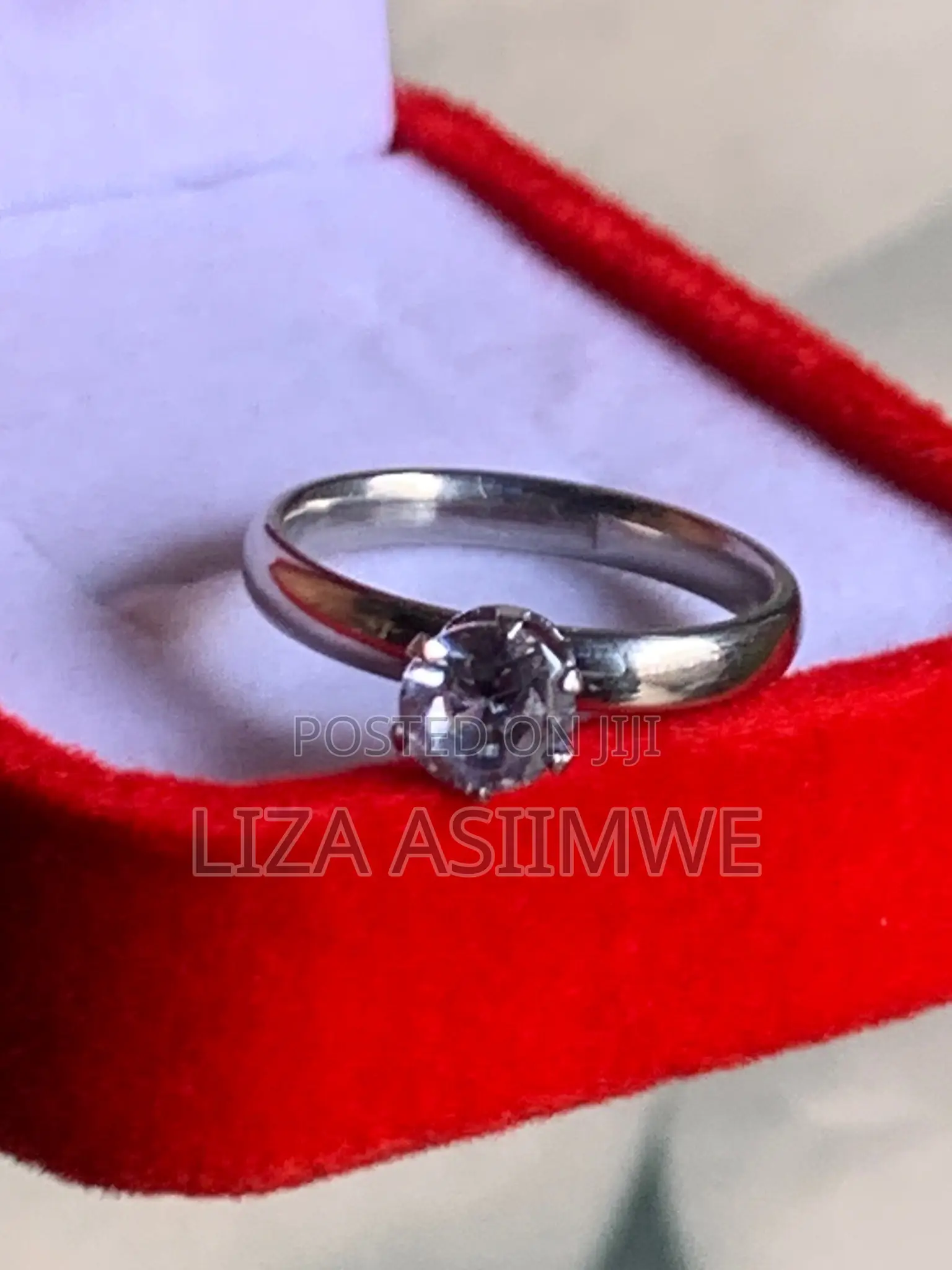 Solitaire Silver Engagement Ring