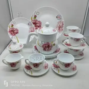 24 PCS Flowered Opal Ware Dinner Set