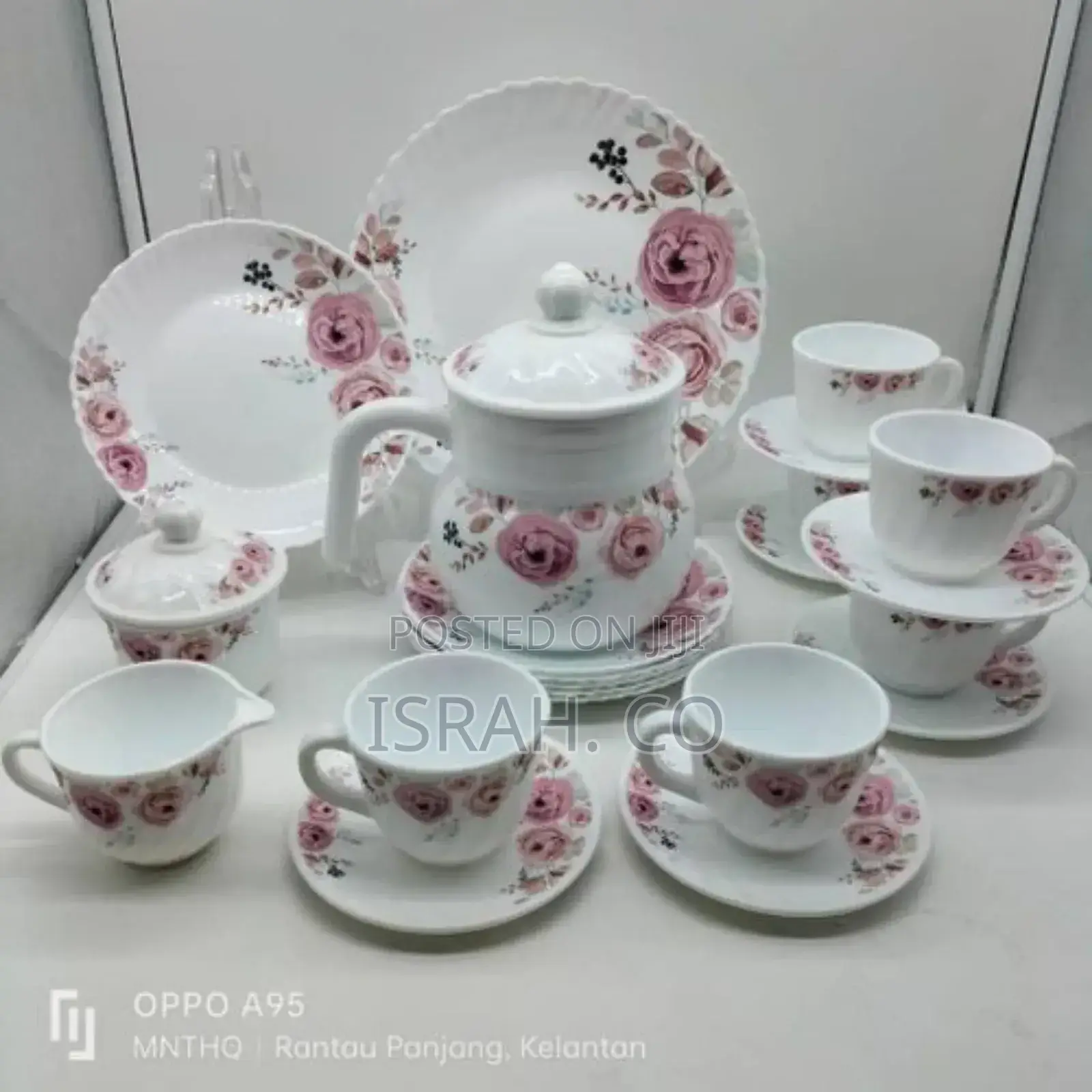 24 PCS Flowered Opal Ware Dinner Set