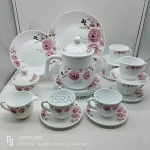 24 PCS Flowered Opal Ware Dinner Set