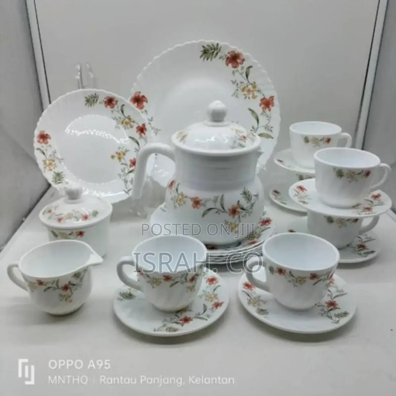 24 PCS Flowered Opal Ware Dinner Set