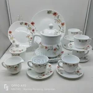 24 PCS Flowered Opal Ware Dinner Set