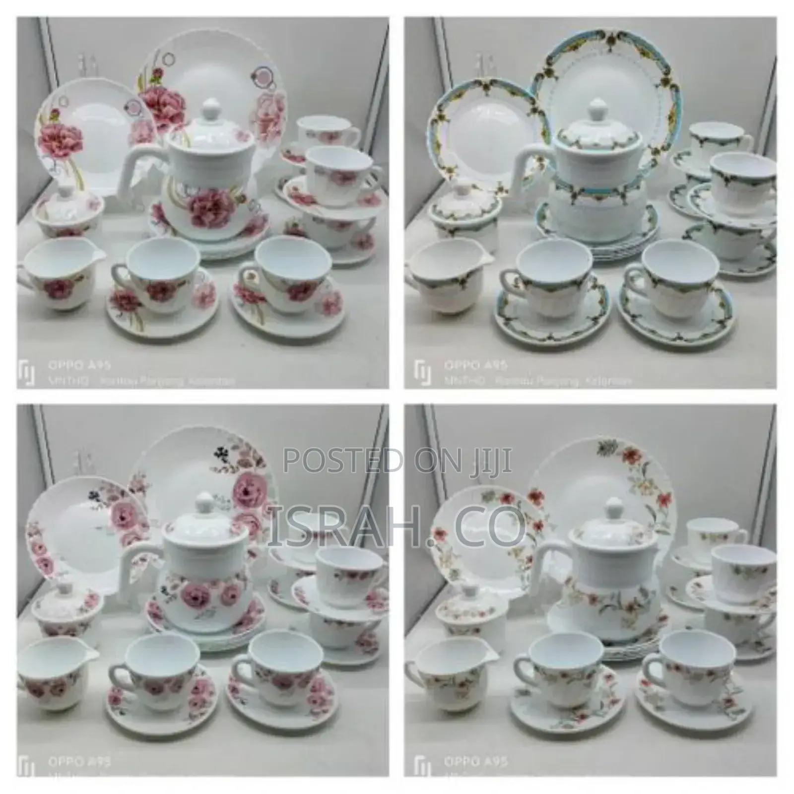 24 PCS Flowered Opal Ware Dinner Set