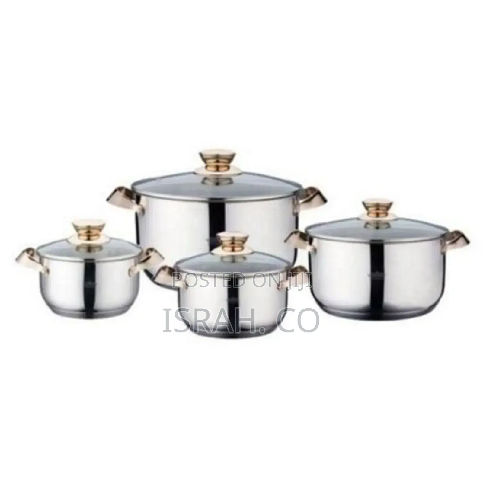 8 Stainless Steel Saucepans Cooking Pots- Silver.