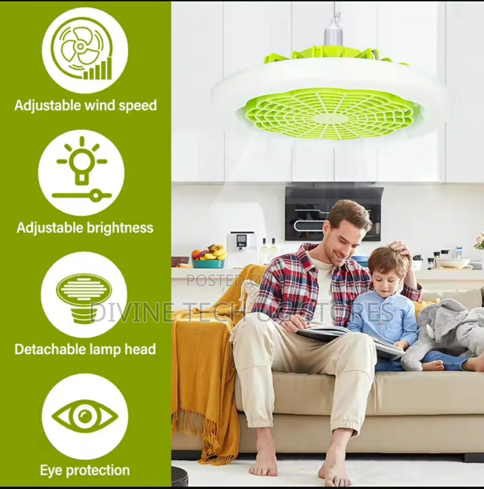 Ceiling Fan - Portable Ceiling Fan-With Remote Control,Light