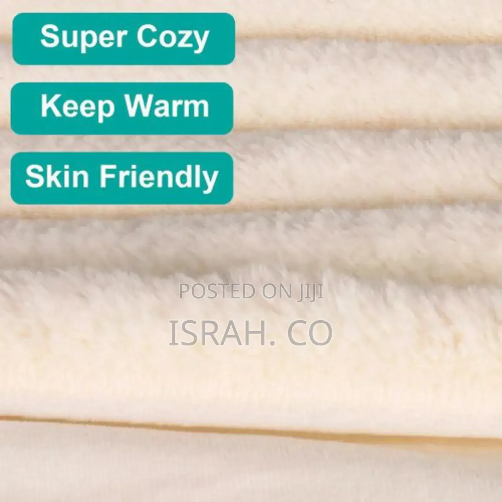 Large Faux Fur Throw Blanket Beige