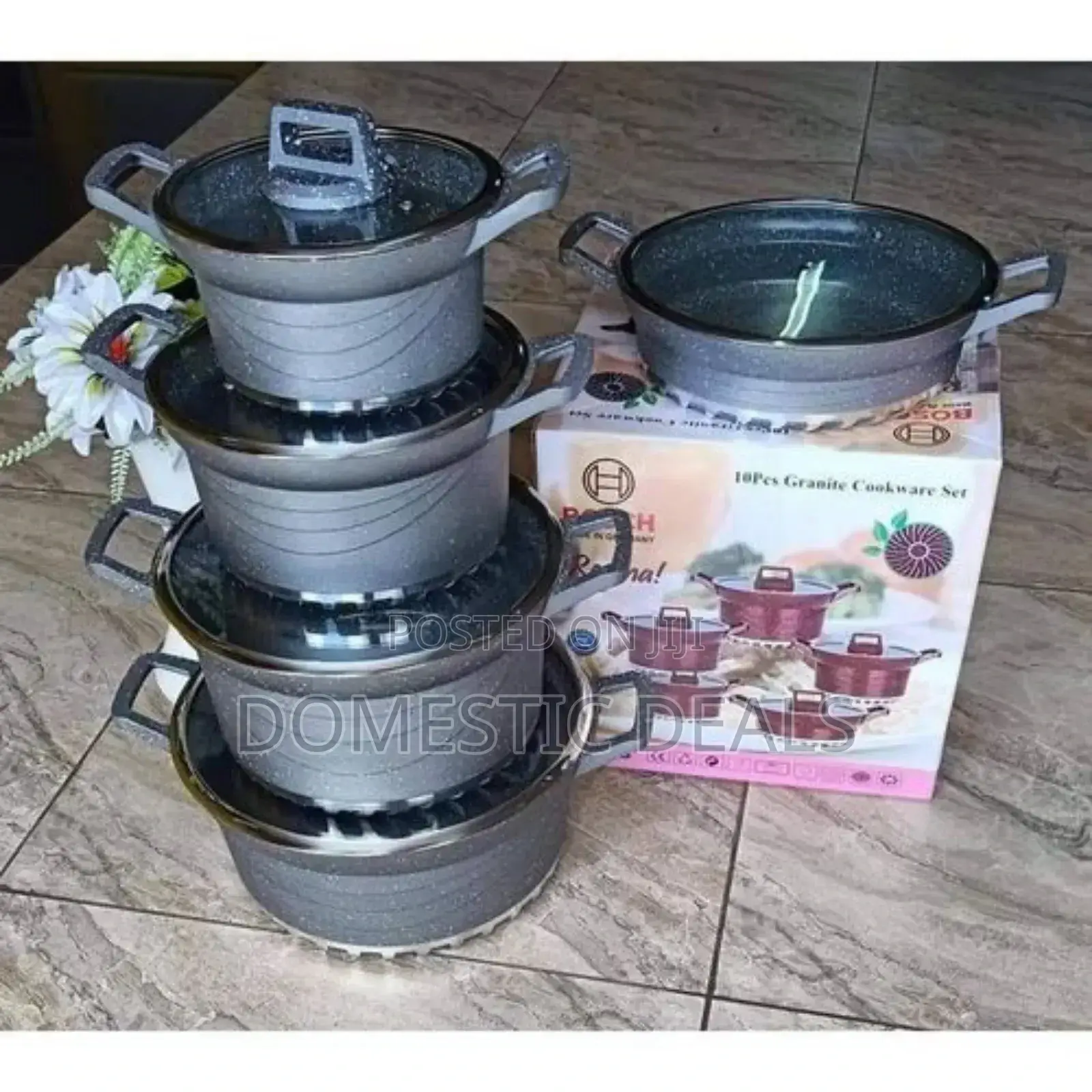 10 Pieces Heavy Duty Granite Nonstick Cookware Set