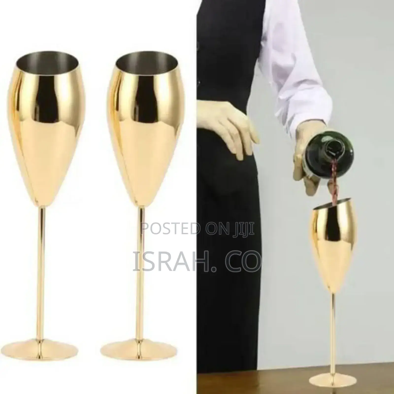 Ironable Stainless Steel Champagne Glasses, Pack of 2